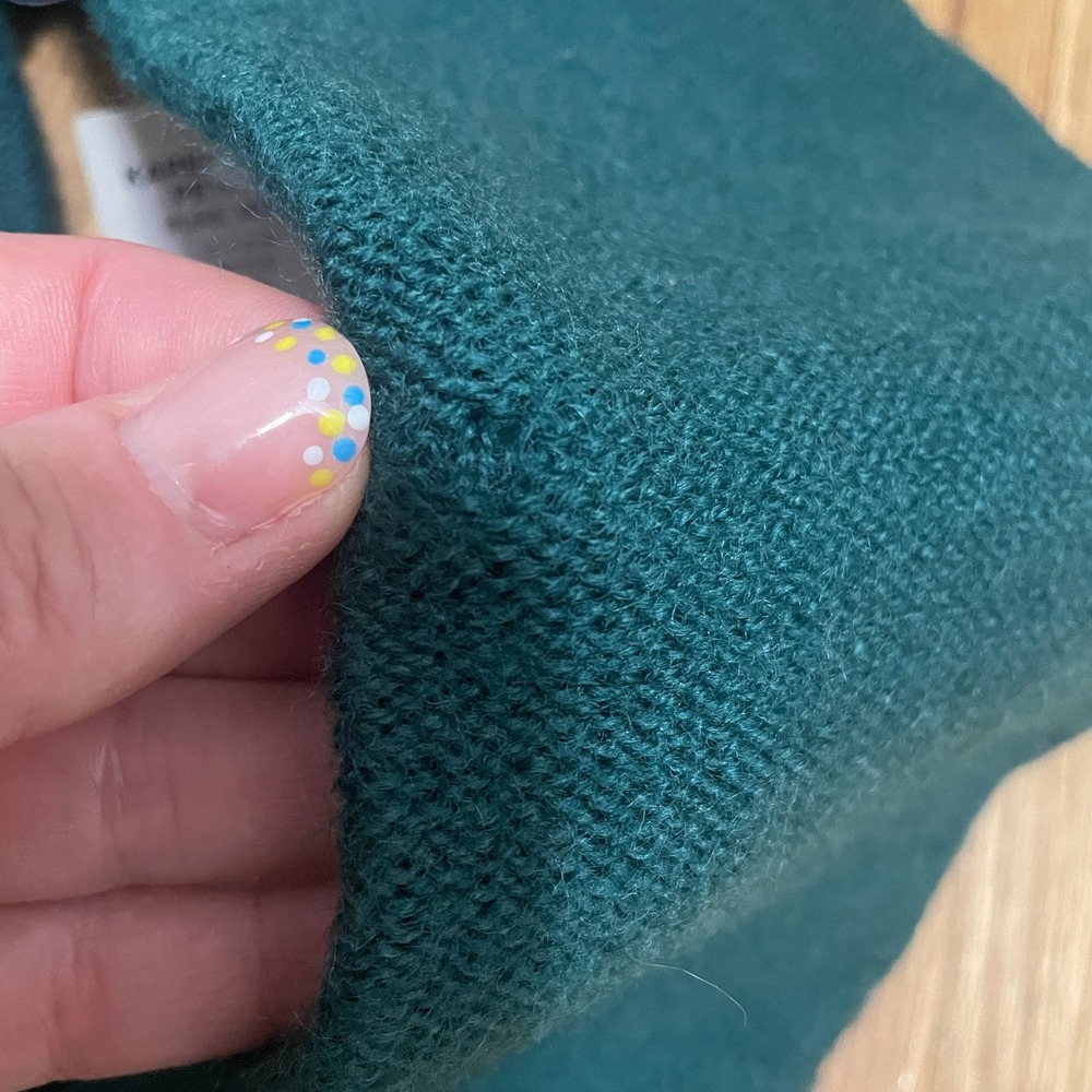 VTG Karen Scott Petites Medium Wool Cardigan Sweater Green Gold Button Academia - Picture 6 of 10